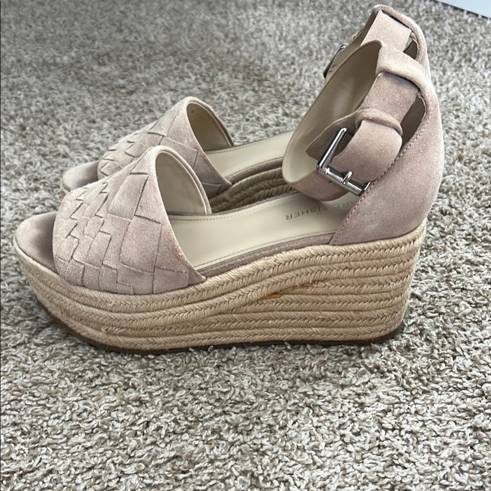 Marc Fisher Tan Espadrille Wedge Sandals
